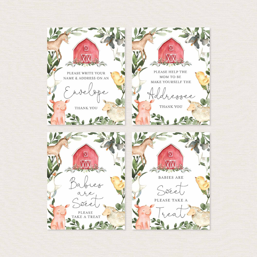 On The Farm Baby Shower Table Signs Bundle Printable