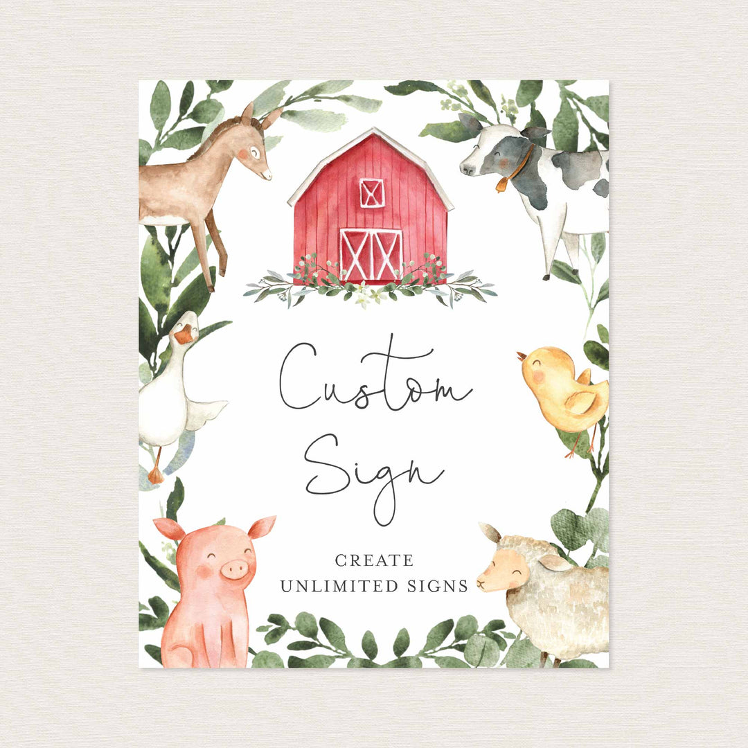 On The Farm Baby Shower Table Signs Bundle Printable