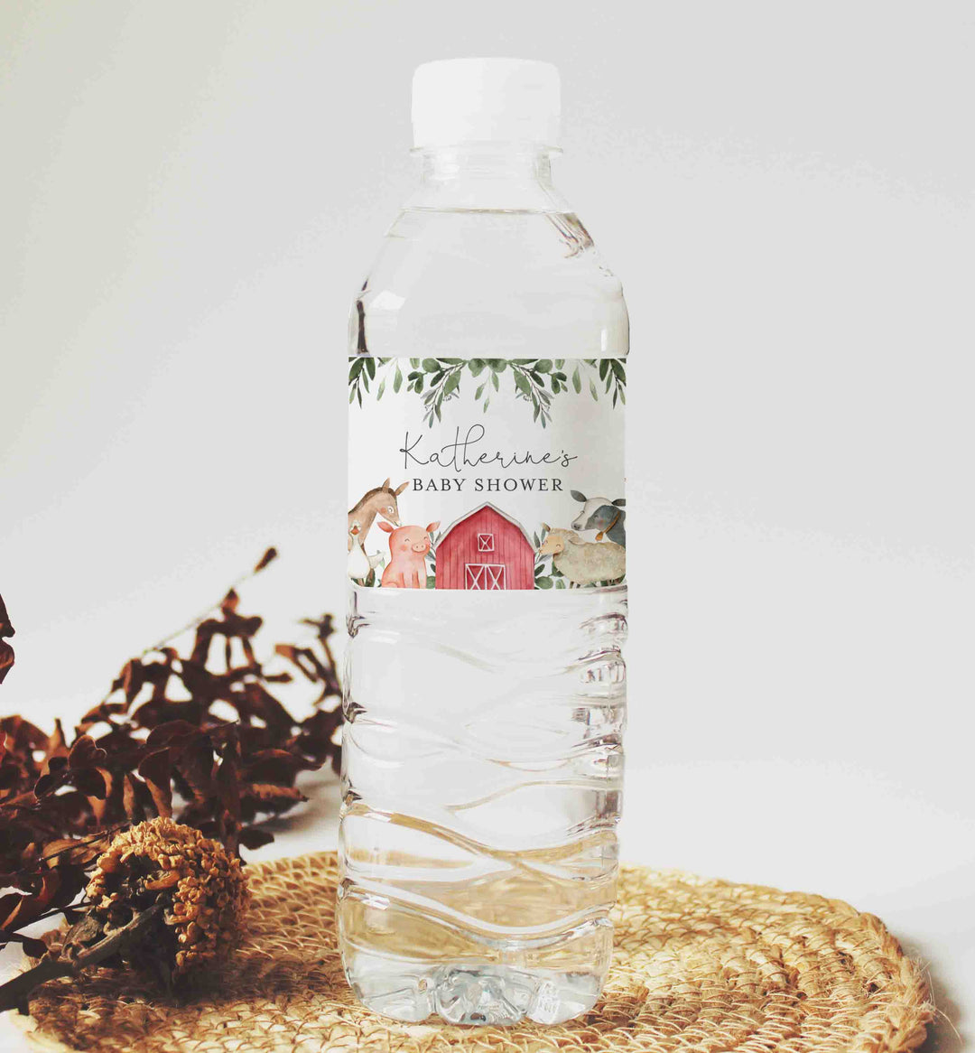 On The Farm Baby Shower Water Bottle Label Printable