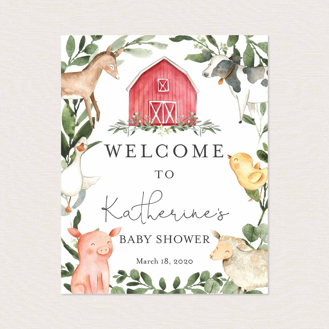 On The Farm Kids Birthday Welcome Sign Printable