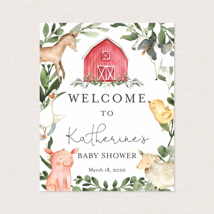 On The Farm Kids Birthday Welcome Sign Printable