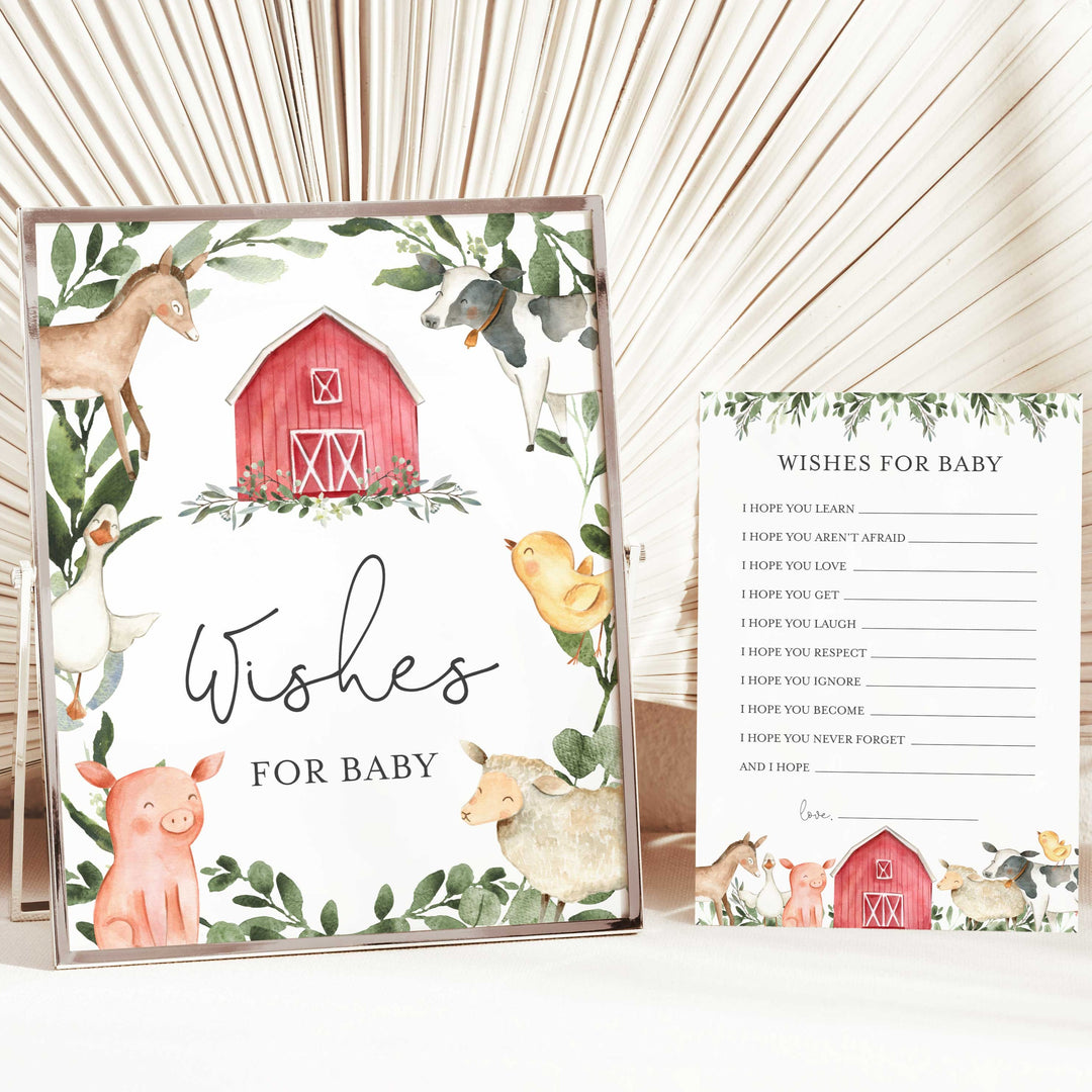 On The Farm Baby Shower Wishes For Baby Printable