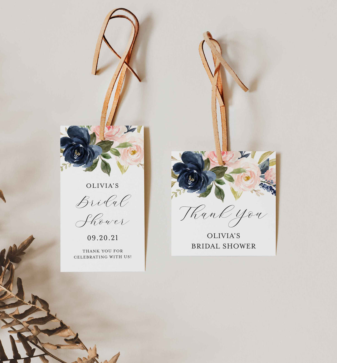 Navy Blush Bridal Shower Favour Tag Printable