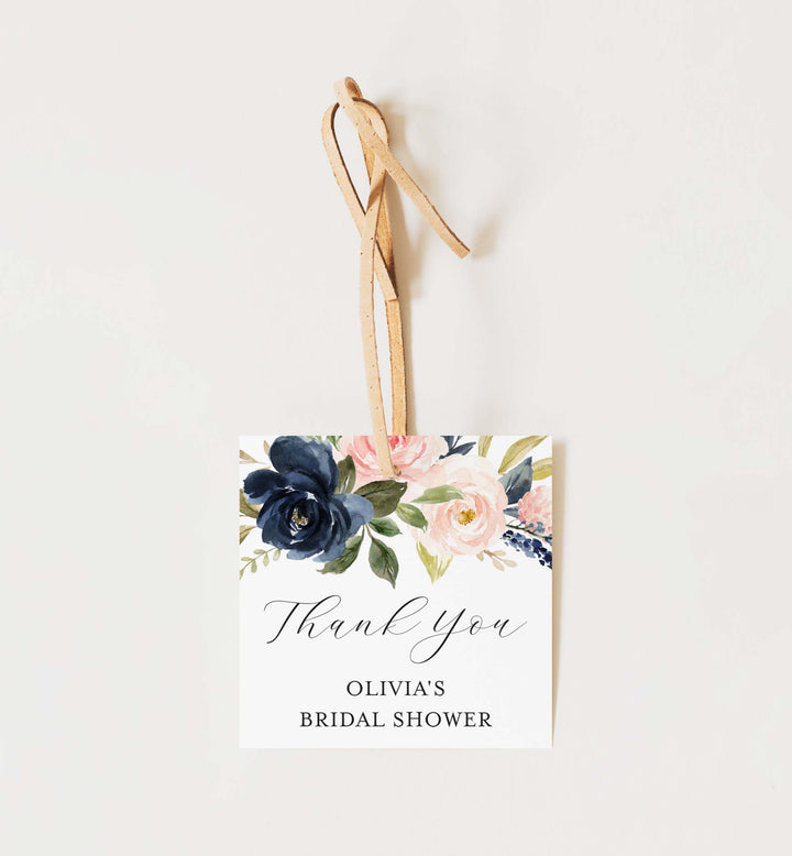 Navy Blush Bridal Shower Favour Tag Printable