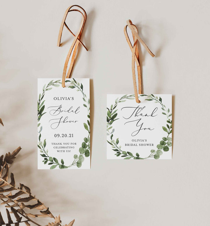 Foliage Bridal Shower Favour Tag Printable