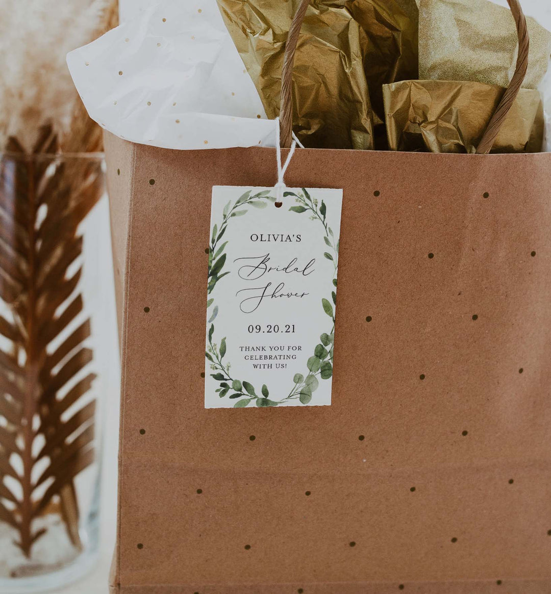Foliage Bridal Shower Favour Tag Printable