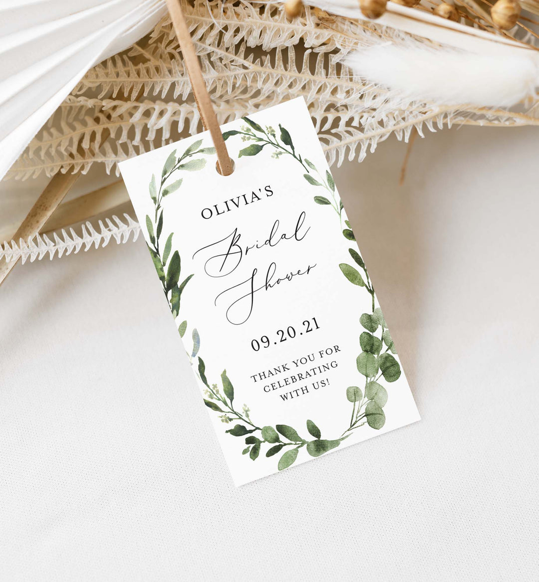 Foliage Bridal Shower Favour Tag Printable