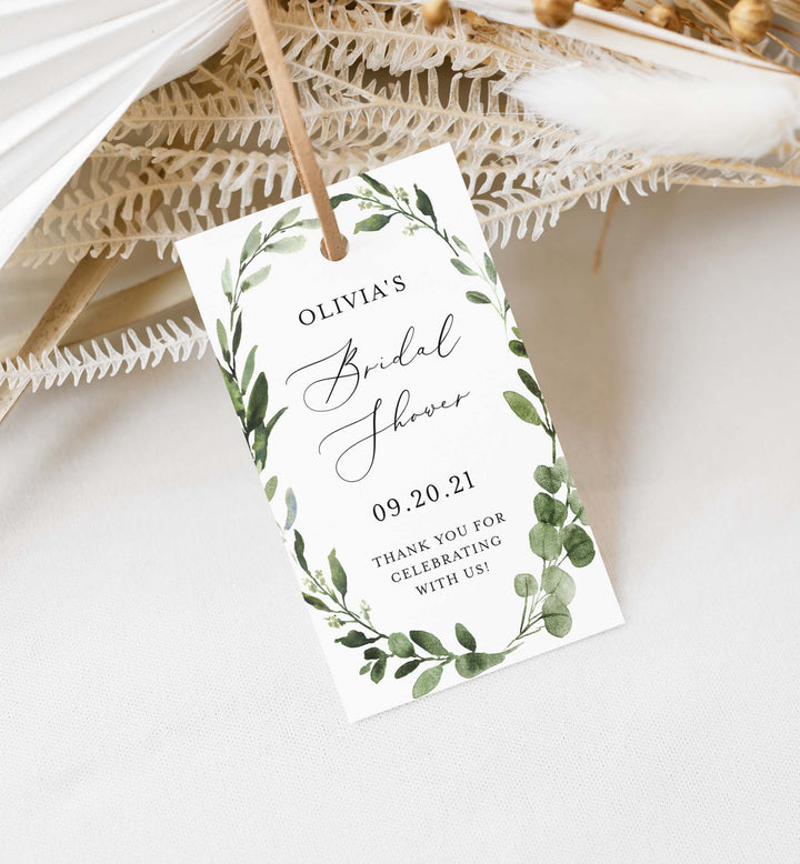 Foliage Bridal Shower Favour Tag Printable