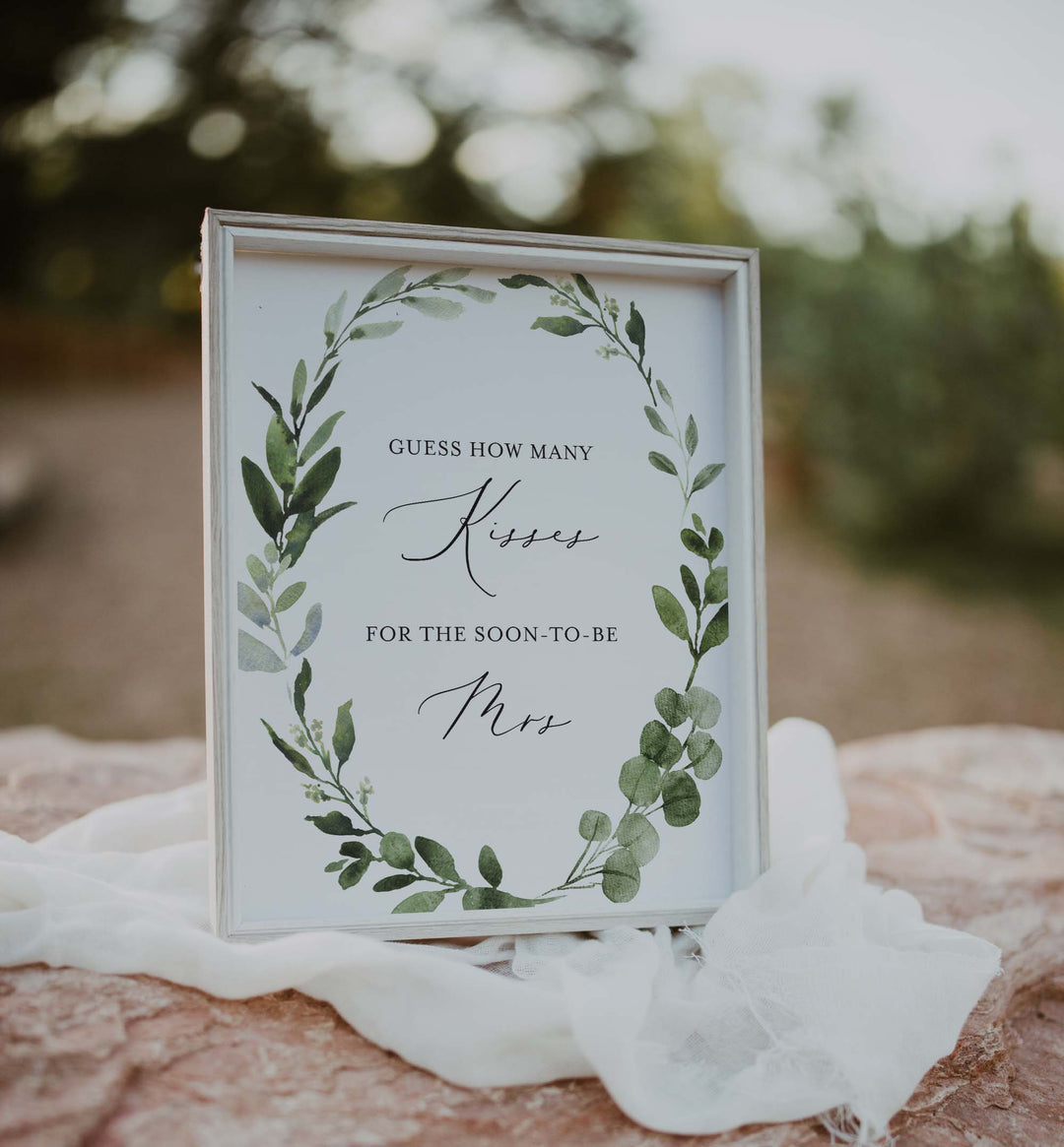 Foliage Bridal Shower Guess How Many Kisses Game Printable