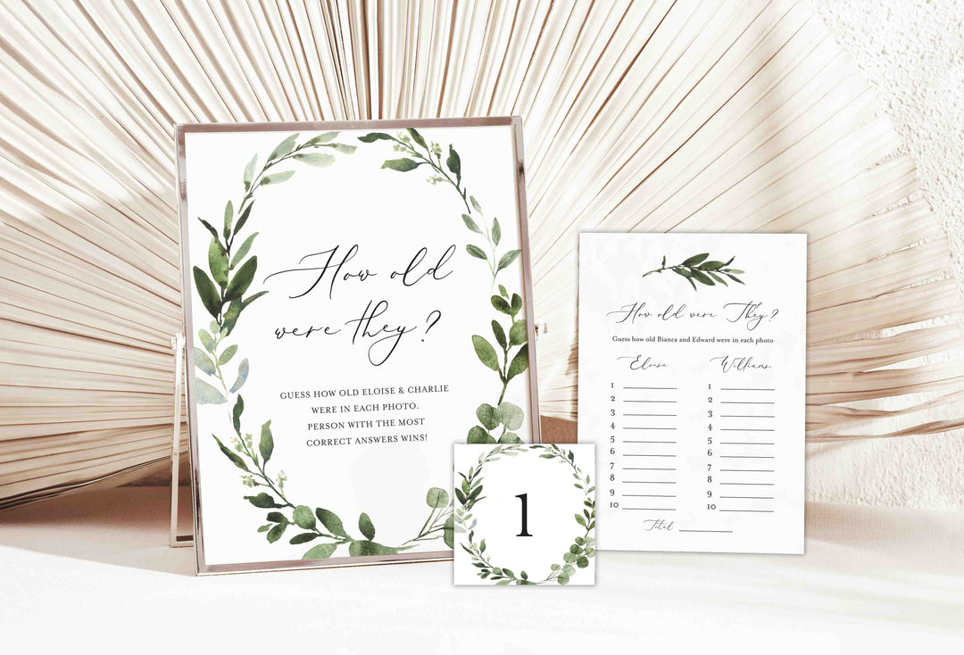 Foliage Bridal Shower How Old Were They Game Printable