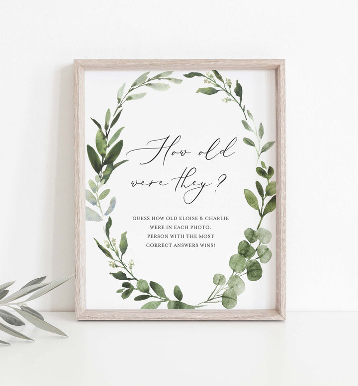 Foliage Bridal Shower How Old Were They Game Printable