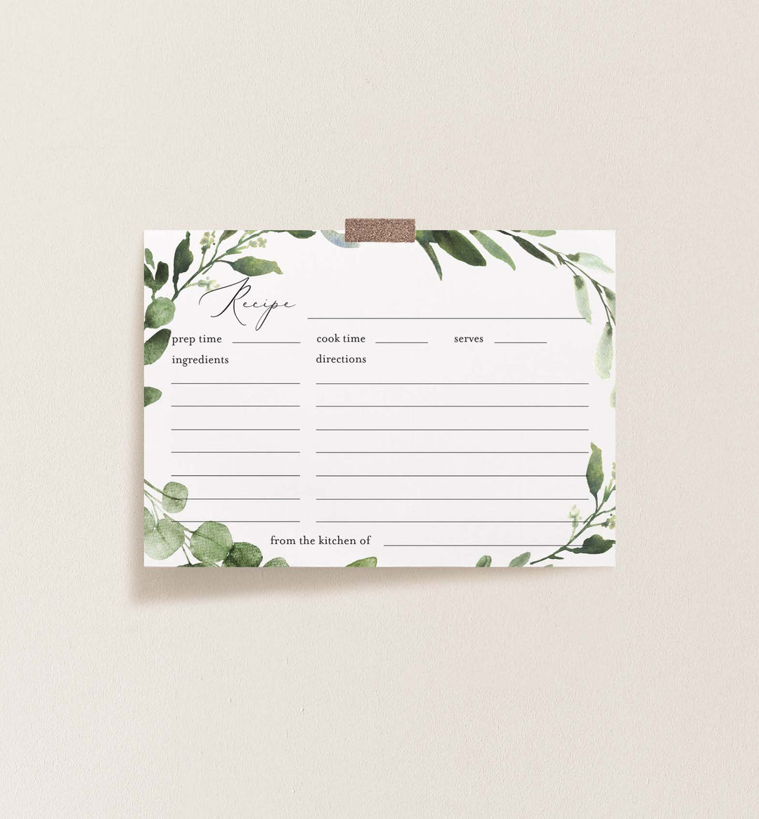 Foliage Bridal Shower Recipe Printable