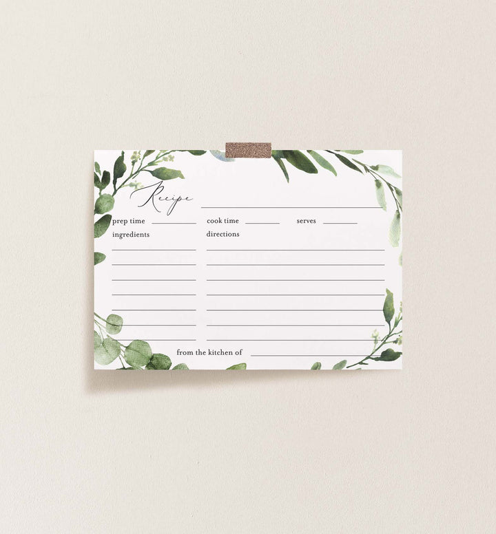 Foliage Bridal Shower Recipe Printable