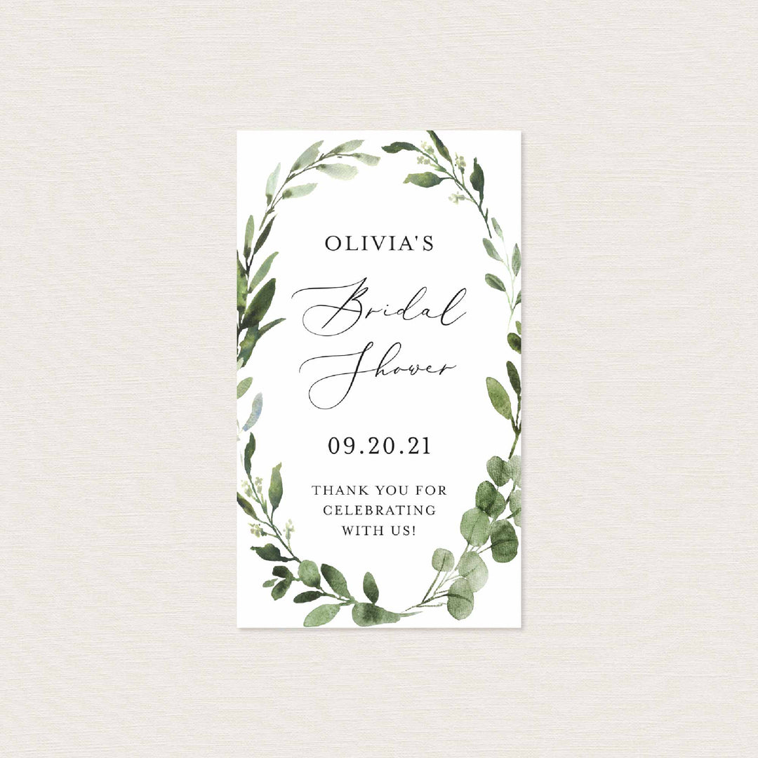 Foliage Bridal Shower Favour Tag Printable