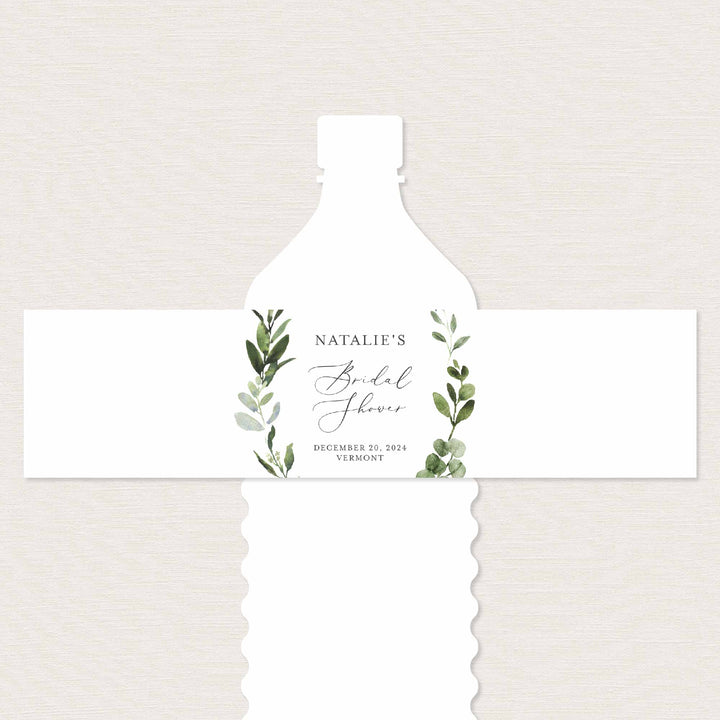 Foliage Bridal Shower Water Bottle Label Printable