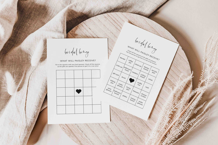 Modern Minimal Bridal Shower Bingo Game Printable