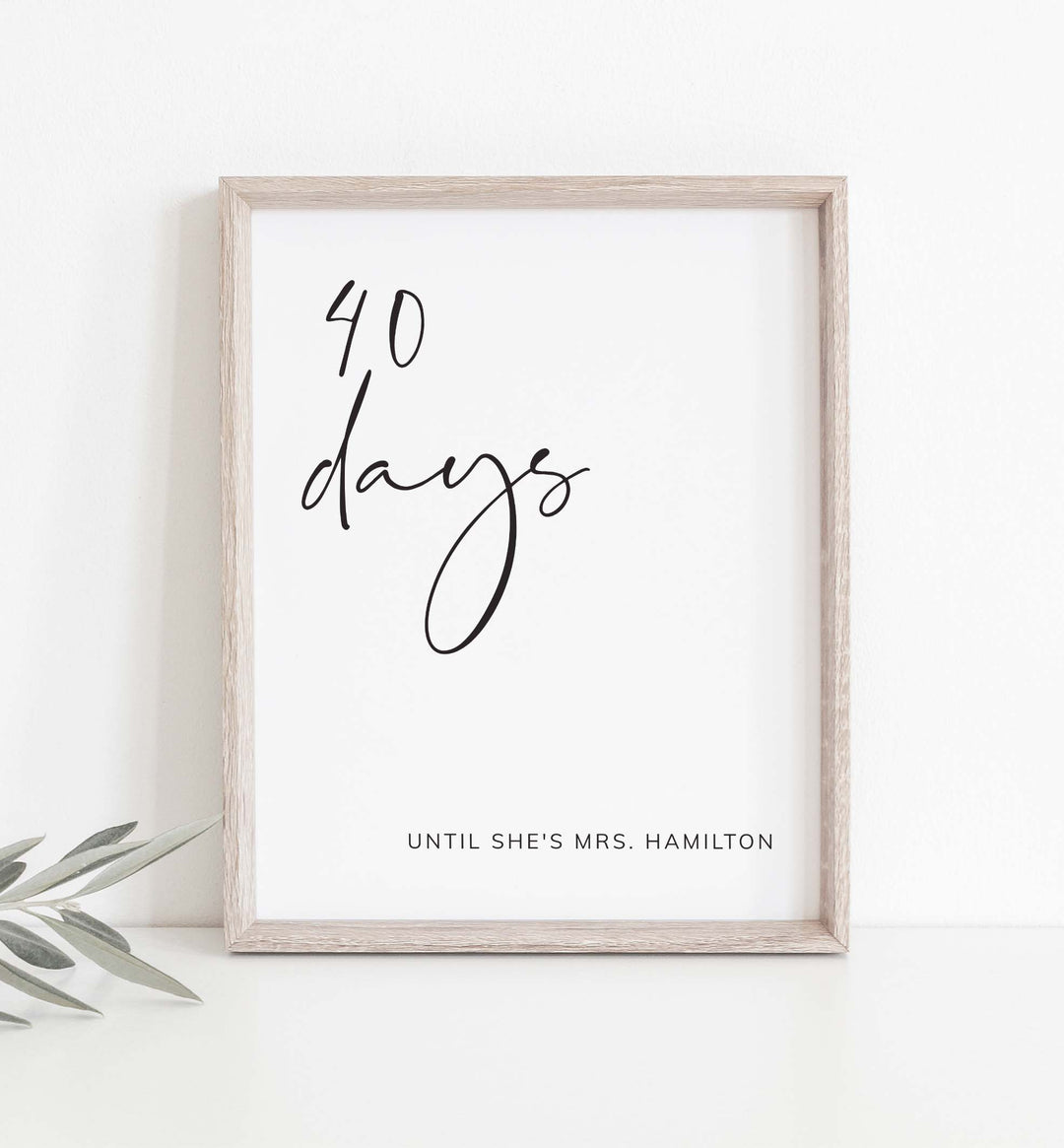 Modern Minimal Bridal Shower Days Until Mrs Sign Printable