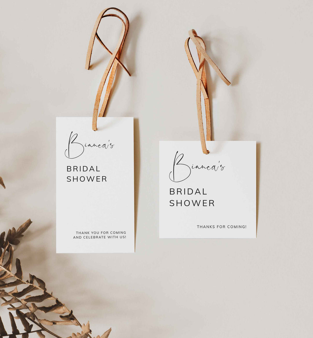 Modern Minimal Bridal Shower Favour Tag Printable