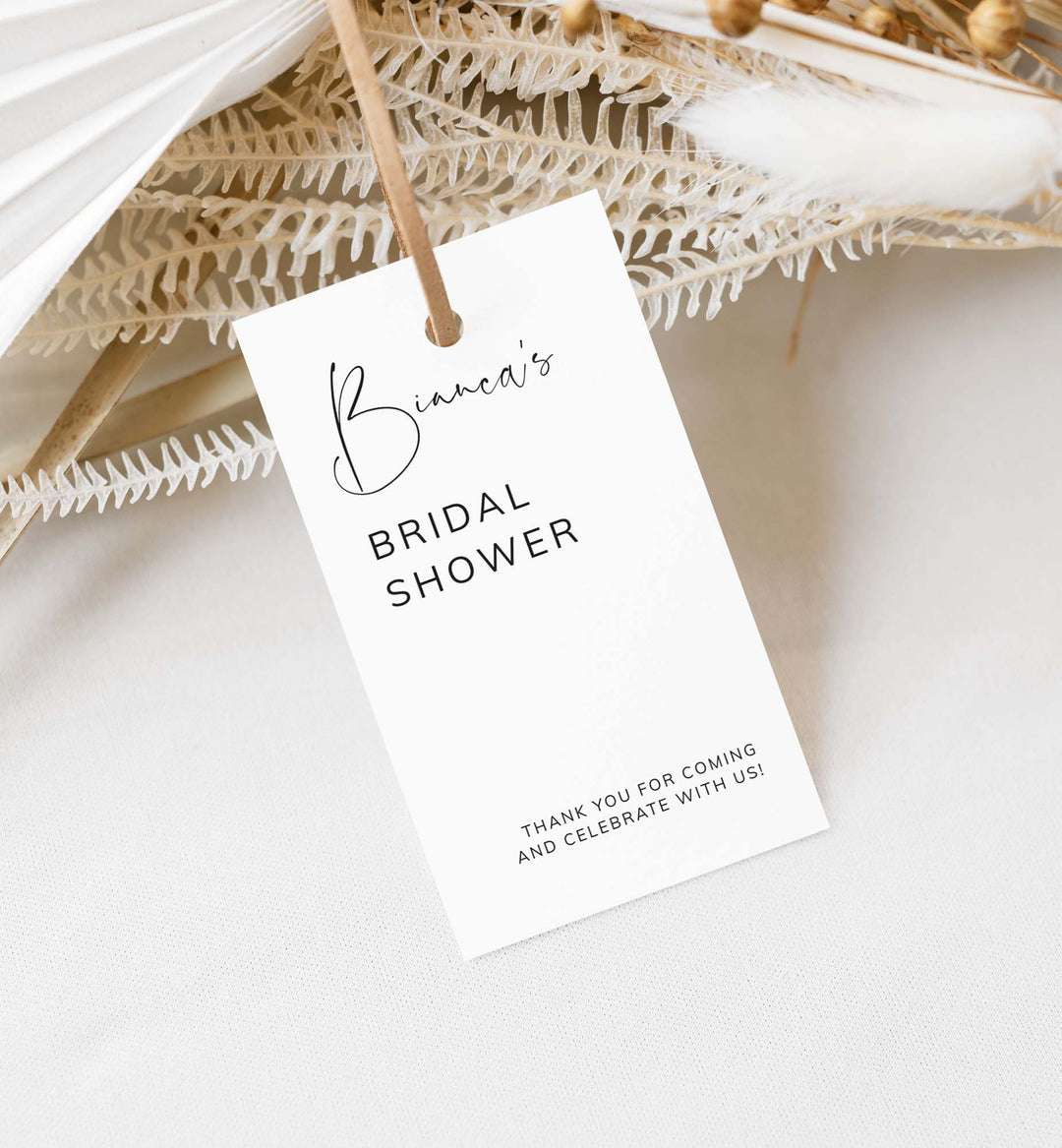 Modern Minimal Bridal Shower Favour Tag Printable