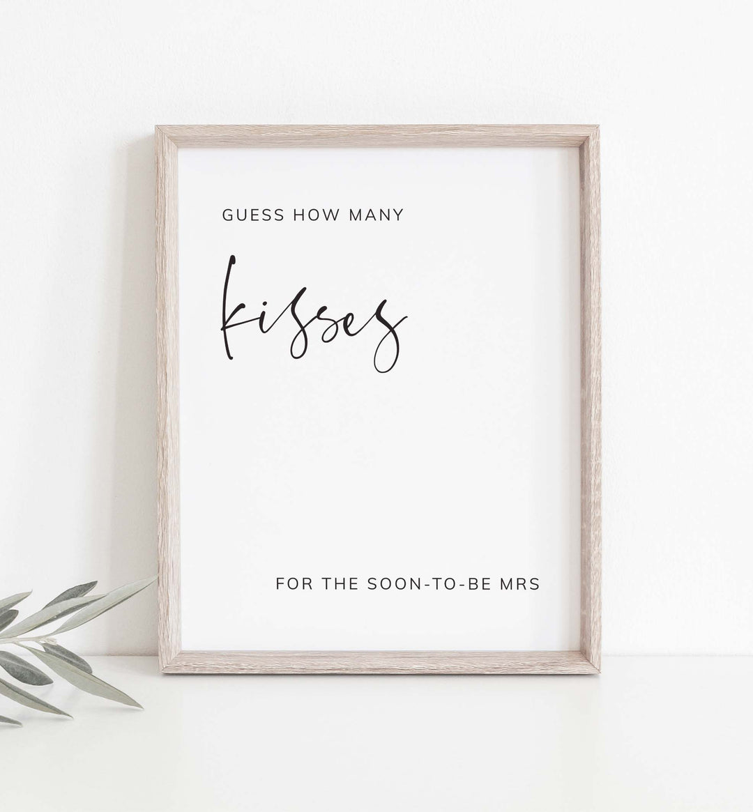 Modern Minimal Bridal Shower Guess How Many Kisses Game Printable