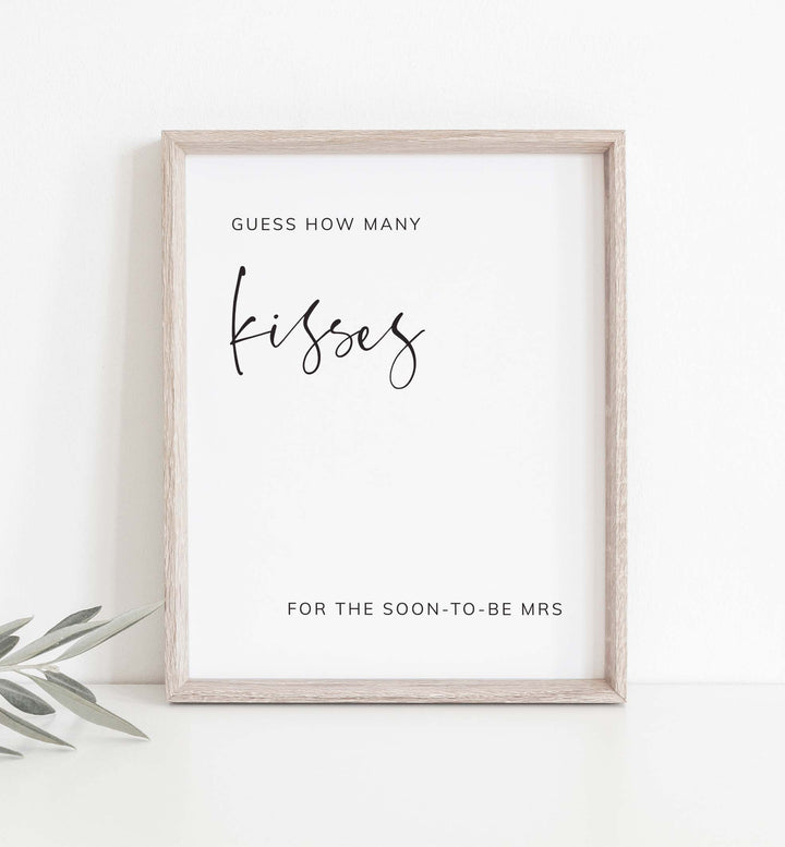 Modern Minimal Bridal Shower Guess How Many Kisses Game Printable