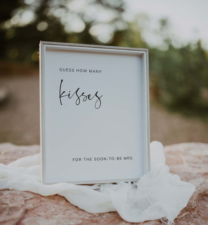 Modern Minimal Bridal Shower Guess How Many Kisses Game Printable