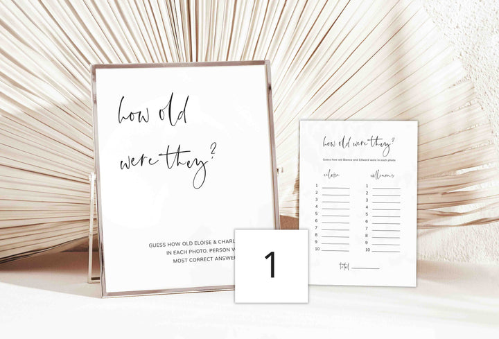 Modern Minimal Bridal Shower How Old Were They Game Printable