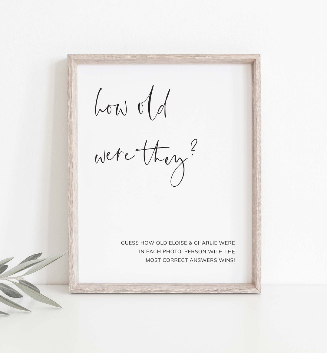 Modern Minimal Bridal Shower How Old Were They Game Printable