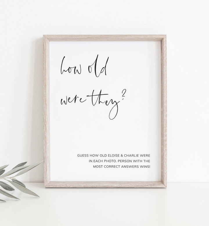 Modern Minimal Bridal Shower How Old Were They Game Printable