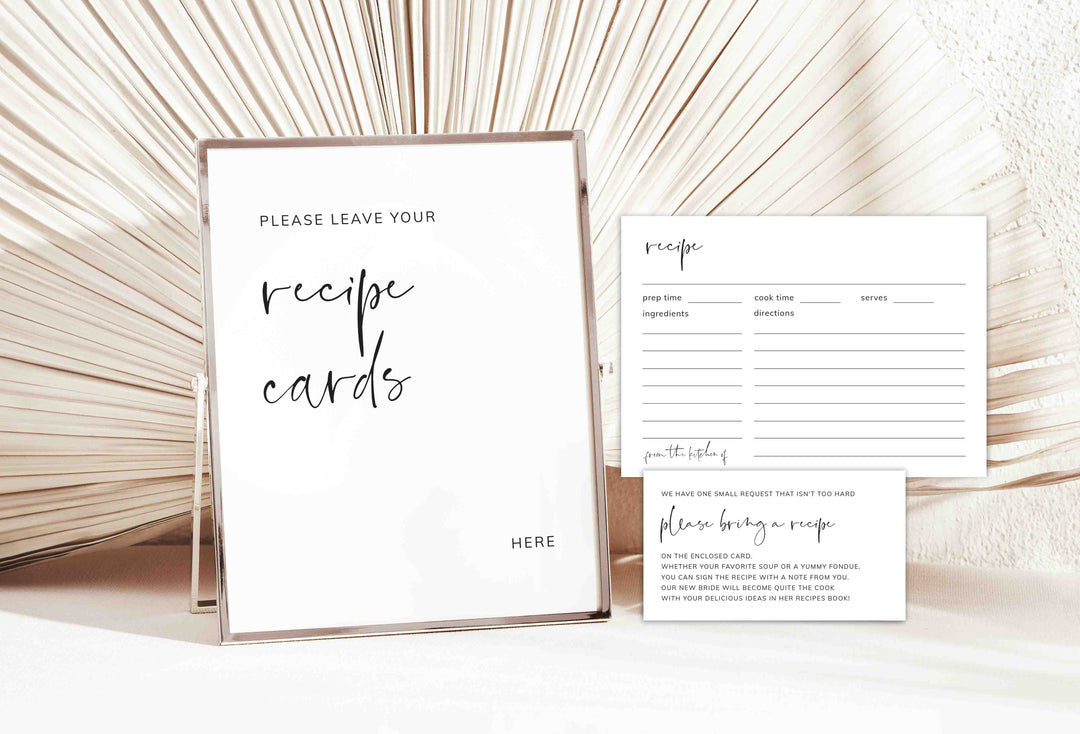 Modern Minimal Bridal Shower Recipe Printable