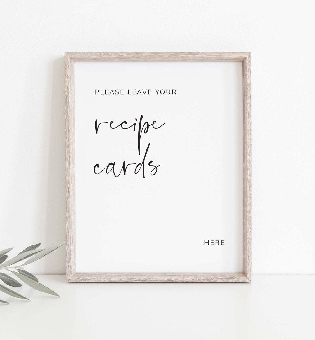 Modern Minimal Bridal Shower Recipe Printable