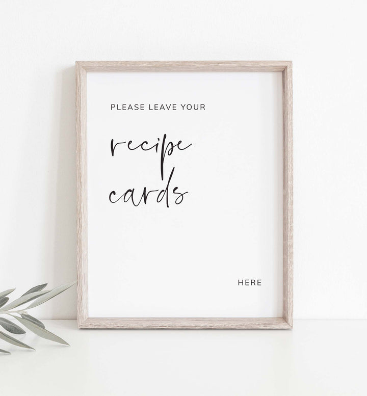 Modern Minimal Bridal Shower Recipe Printable