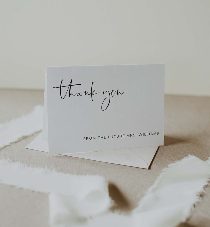 Modern Minimal Bridal Shower Thank You Card Printable