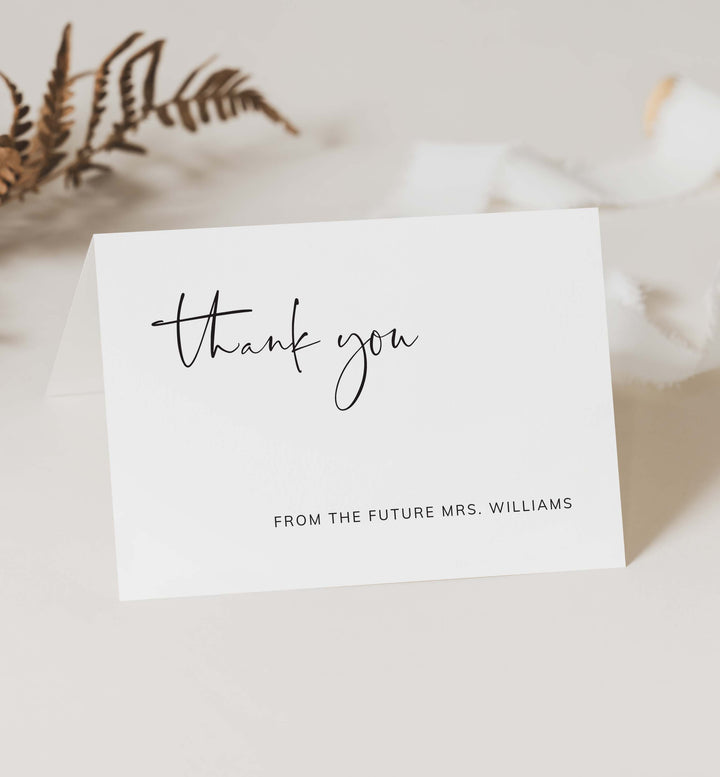Modern Minimal Bridal Shower Thank You Card Printable