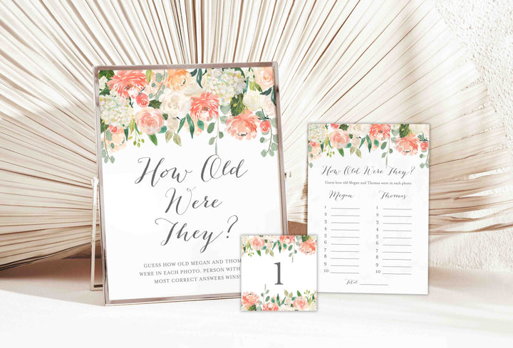 Peach and Cream Bridal Shower How Old Were They Game Printable