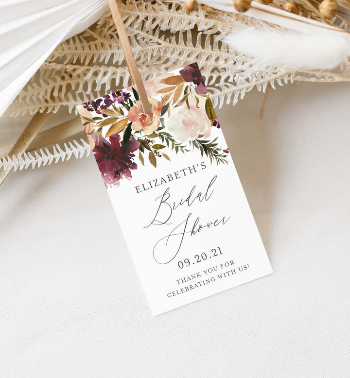 Romance Blush Bridal Shower Favour Tag Printable