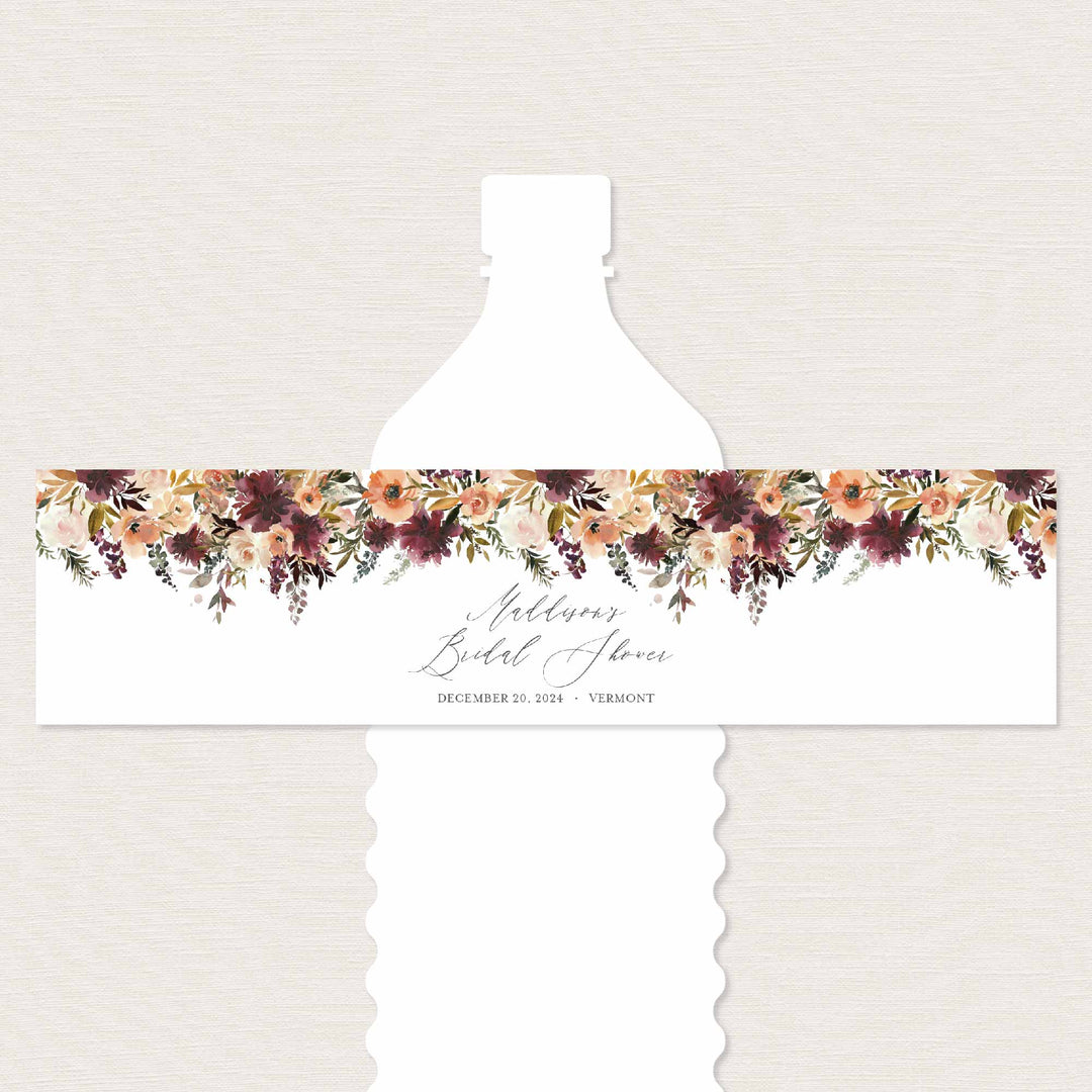 Romance Blush Bridal Shower Water Bottle Label Printable