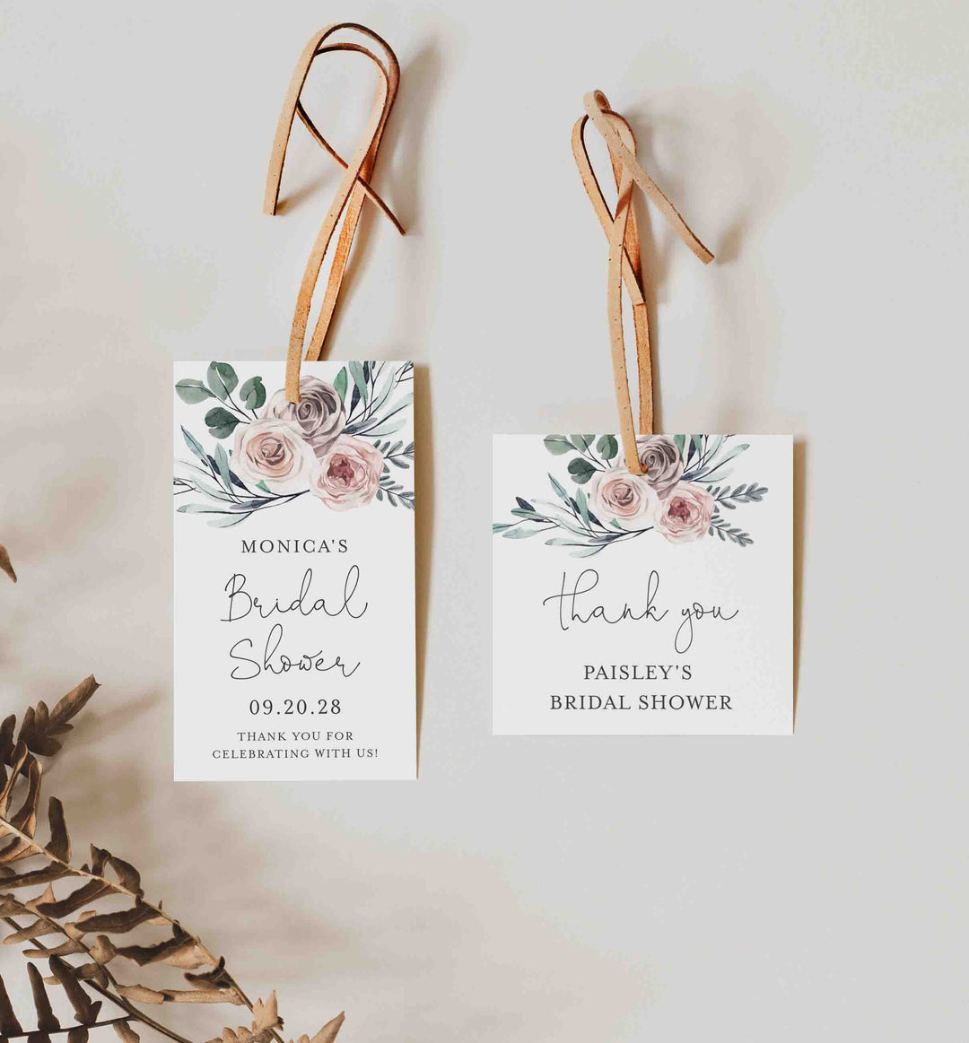 Boho Rose Bridal Shower Favour Tag Printable