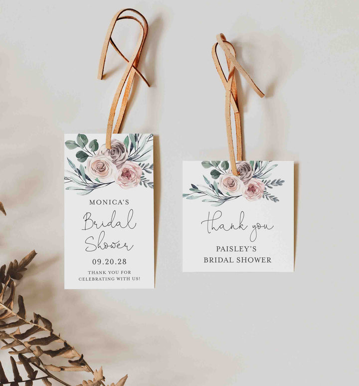 Boho Rose Bridal Shower Favour Tag Printable