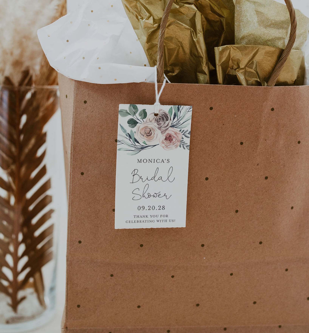 Boho Rose Bridal Shower Favour Tag Printable