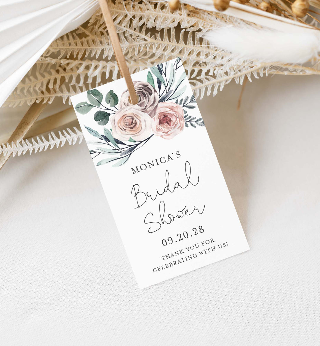 Boho Rose Bridal Shower Favour Tag Printable