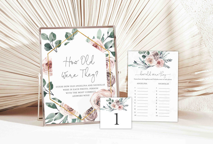 Boho Rose Bridal Shower How Old Were They Game Printable