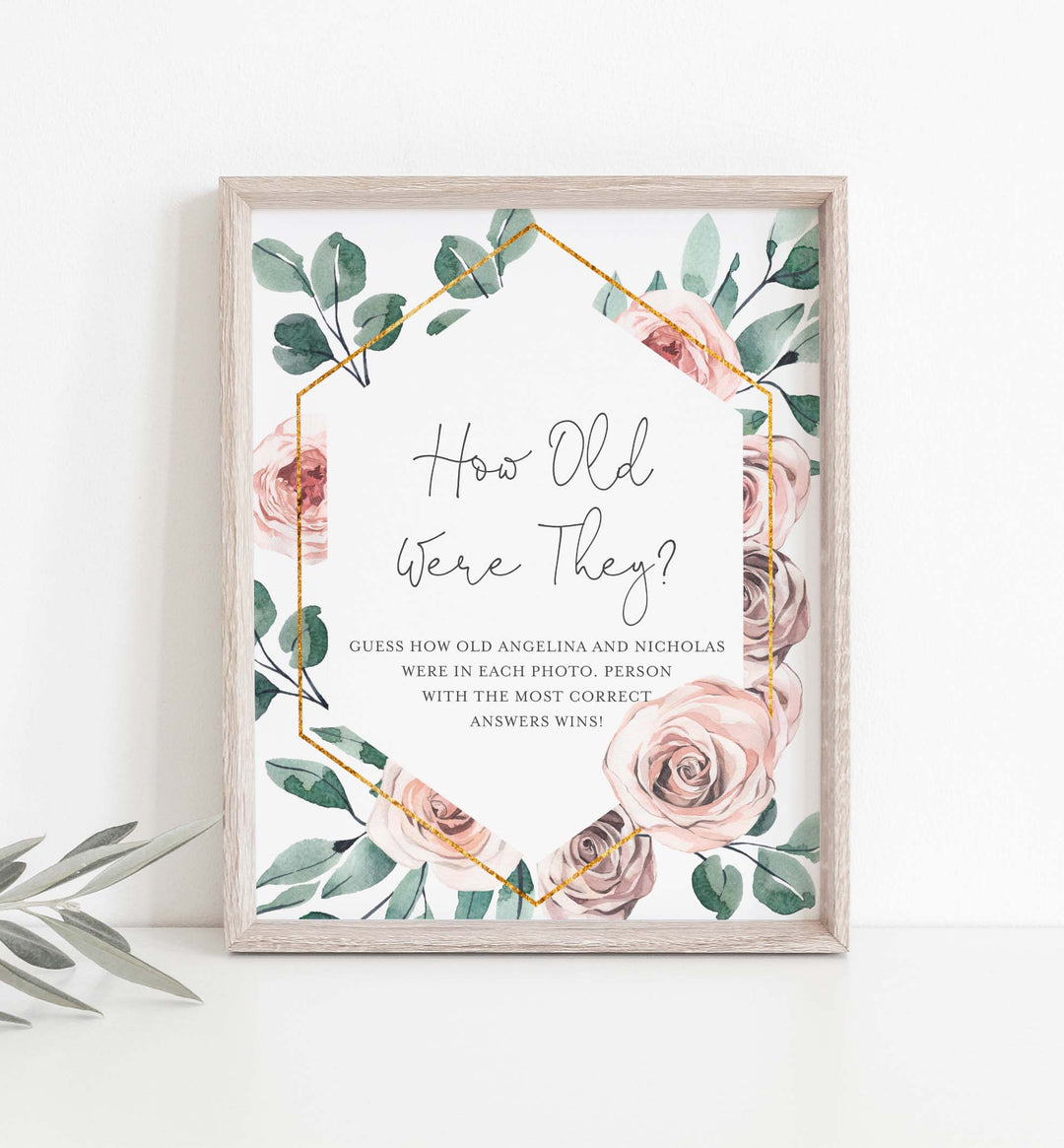 Boho Rose Bridal Shower How Old Were They Game Printable