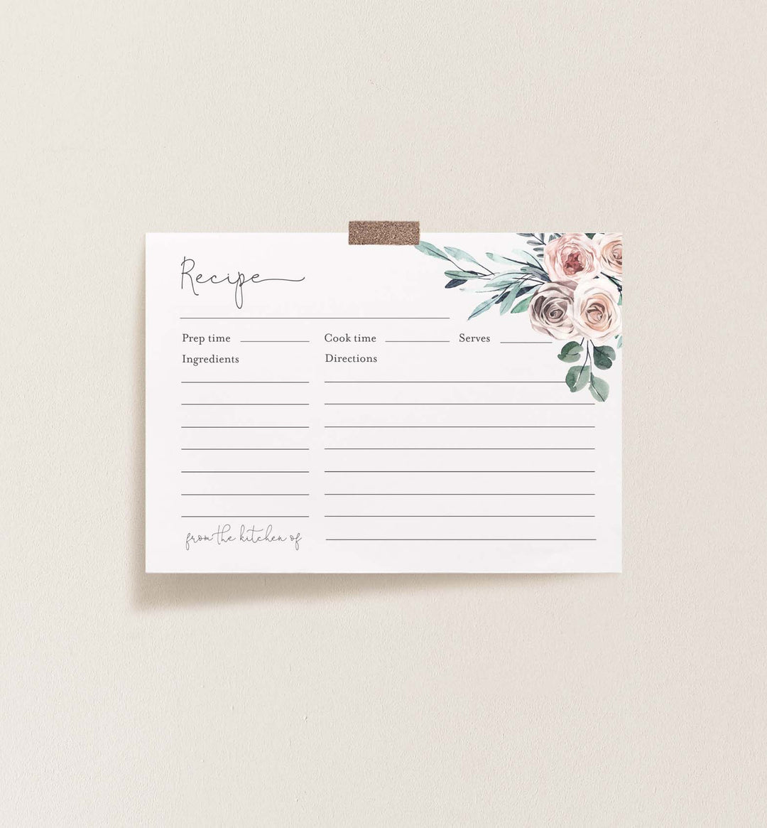 Boho Rose Bridal Shower Recipe Printable