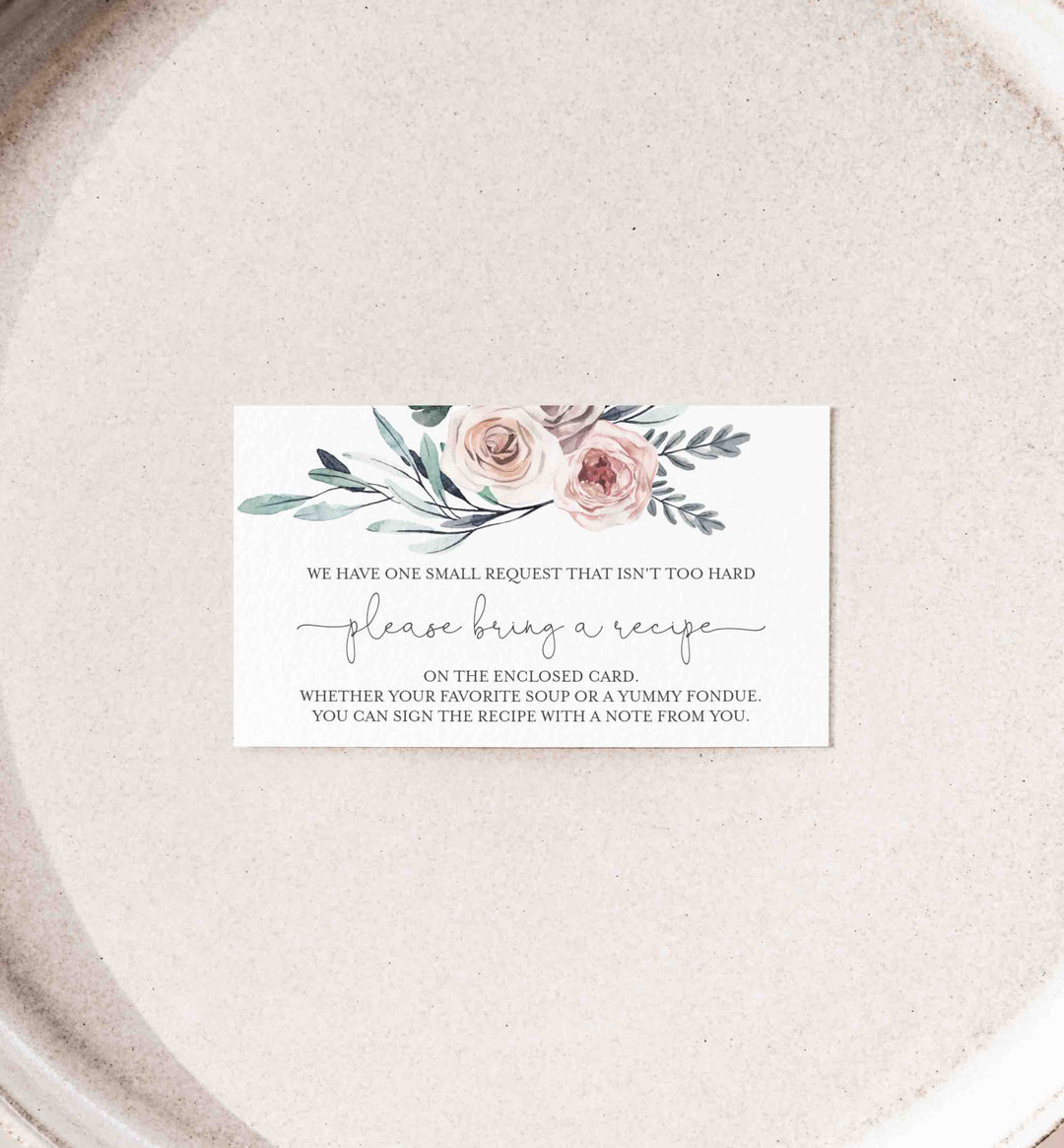 Boho Rose Bridal Shower Recipe Printable