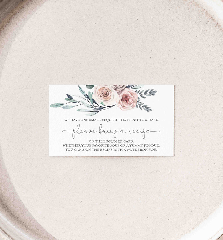 Boho Rose Bridal Shower Recipe Printable
