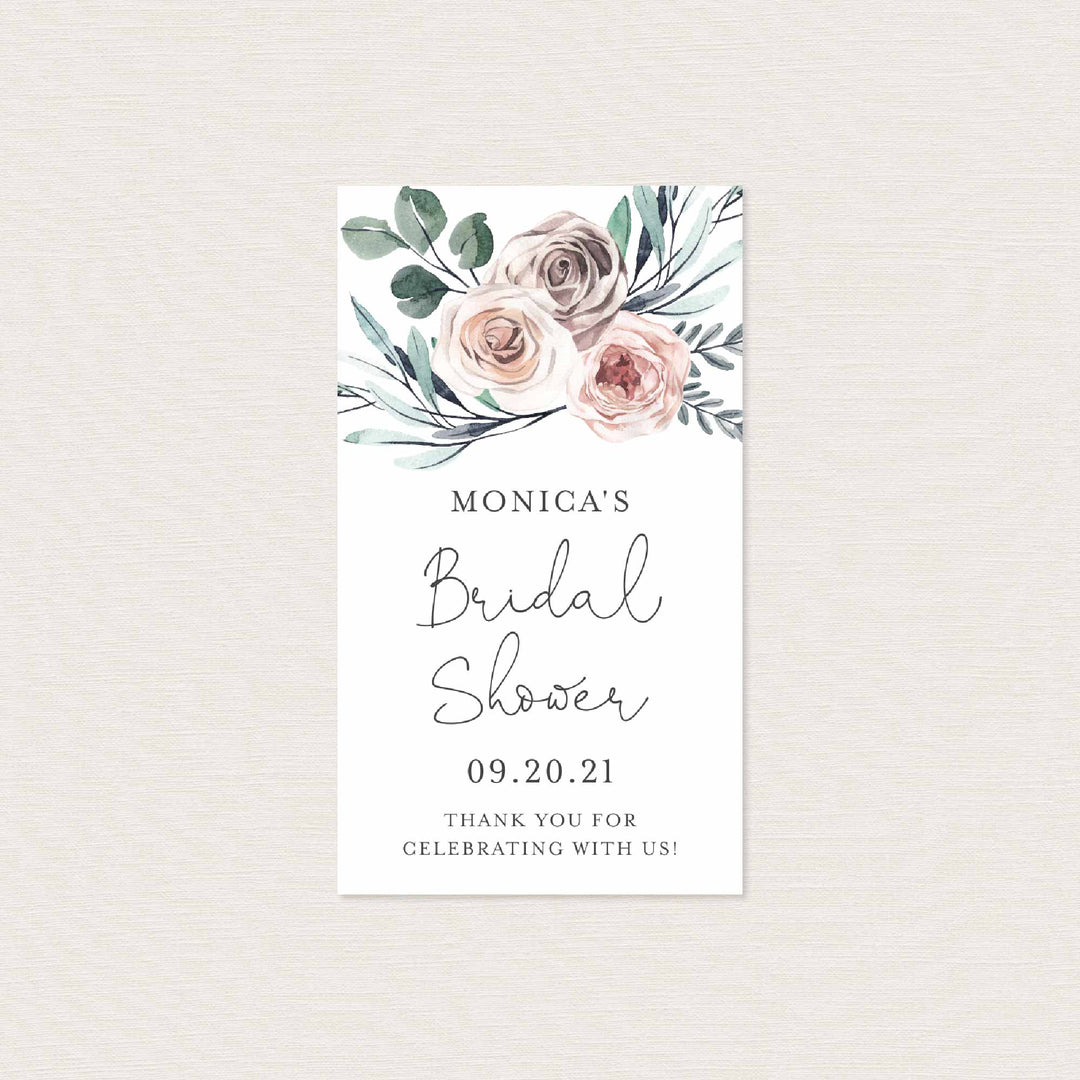 Boho Rose Bridal Shower Favour Tag Printable