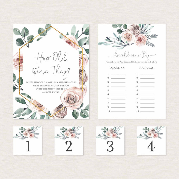 Boho Rose Bridal Shower How Old Were They Game Printable