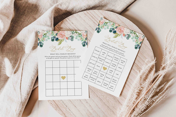 Blush Garden Bridal Shower Bingo Game Printable