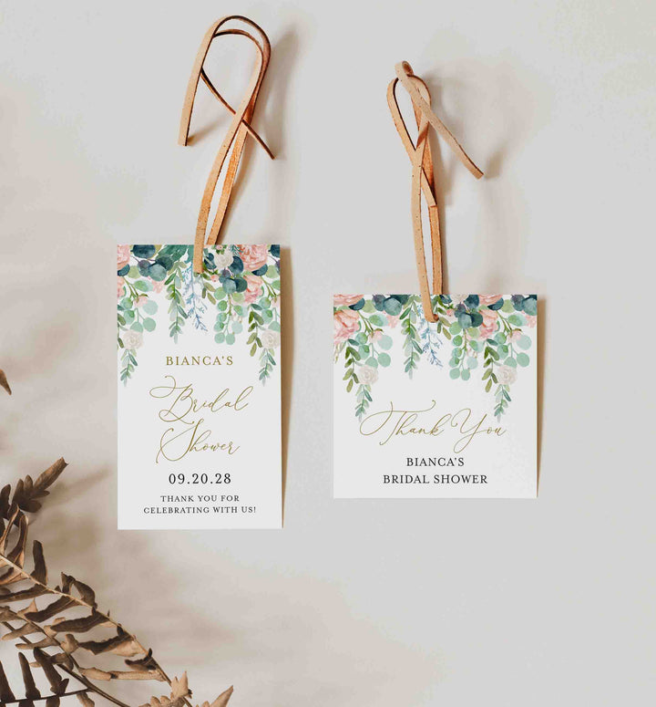Blush Garden Bridal Shower Favour Tag Printable